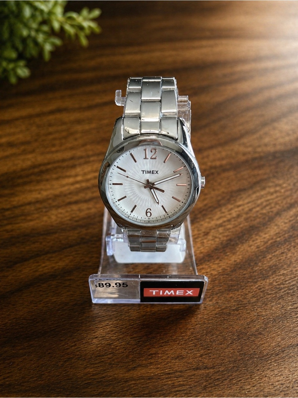 Timex Men's Silver Stainless Steel Watch with White Dial